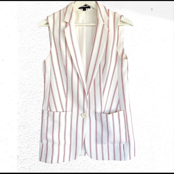 π‘πͺT ππ
π½πΏπ²ππ π€β€οΈ Sleeveless Pinstripe Boyfriend Blazer Size XL - Picture 2 of 3